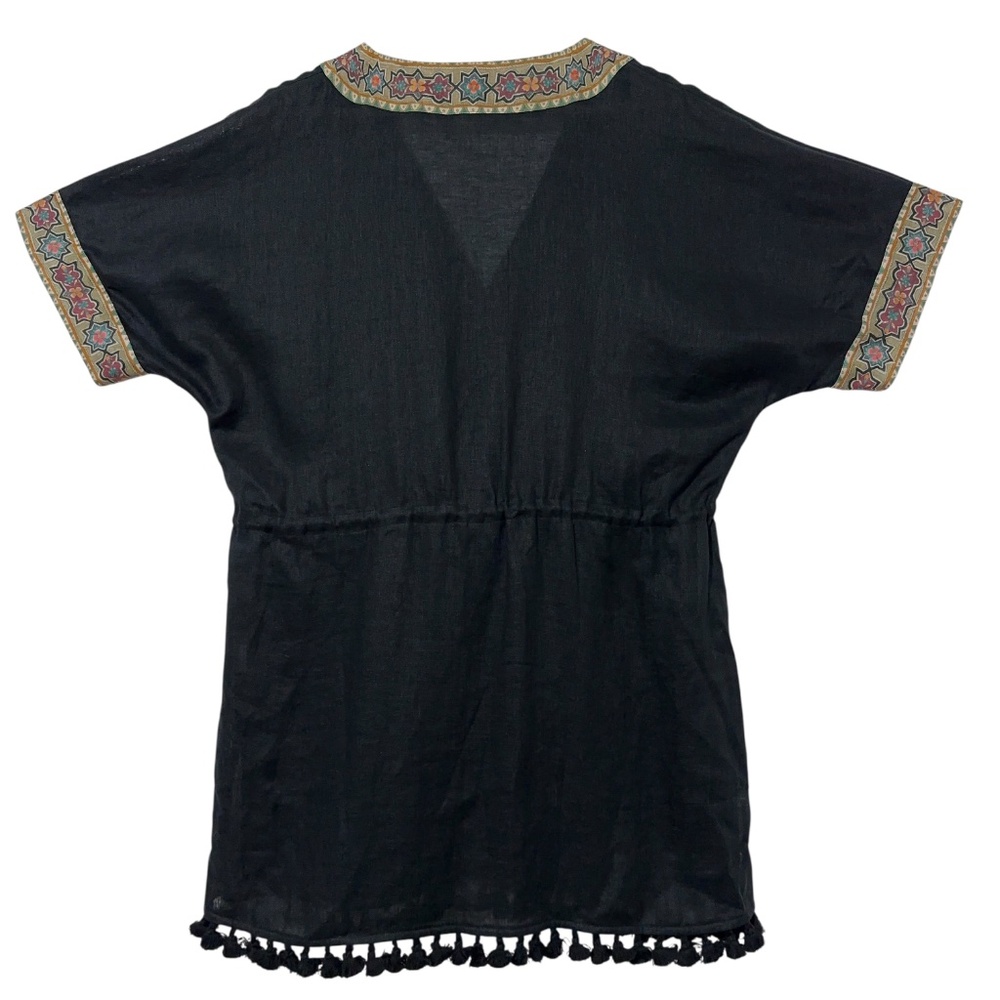 Johnny Was Linen Wrap Front Tunic Top Kimono Jacket Womens M Embroidered Casual - Picture 4 of 6